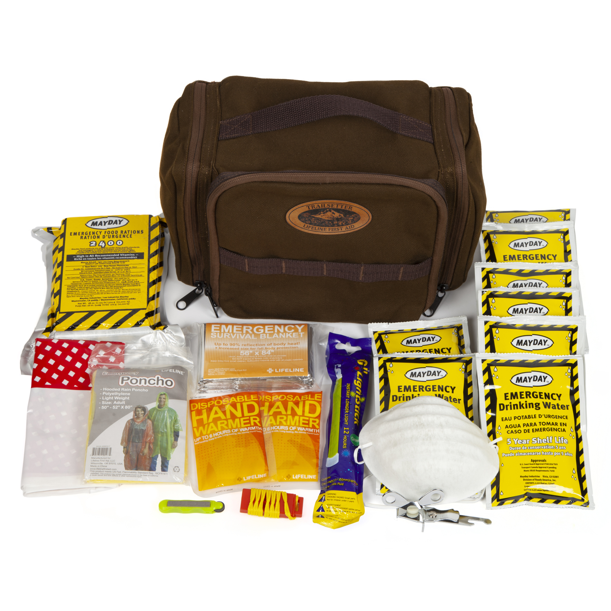 Lifeline Trailsetter Emergency Preparedness Kit - 20 Pcs, 48-Hour Survival, Canvas Bag, Model# 4102